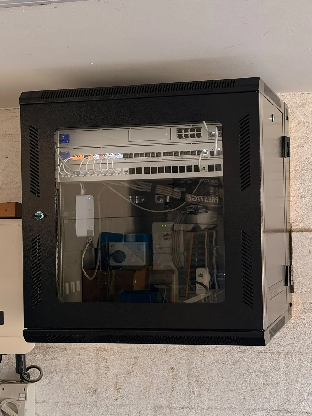 Completed network cabinet at the Waikiki home